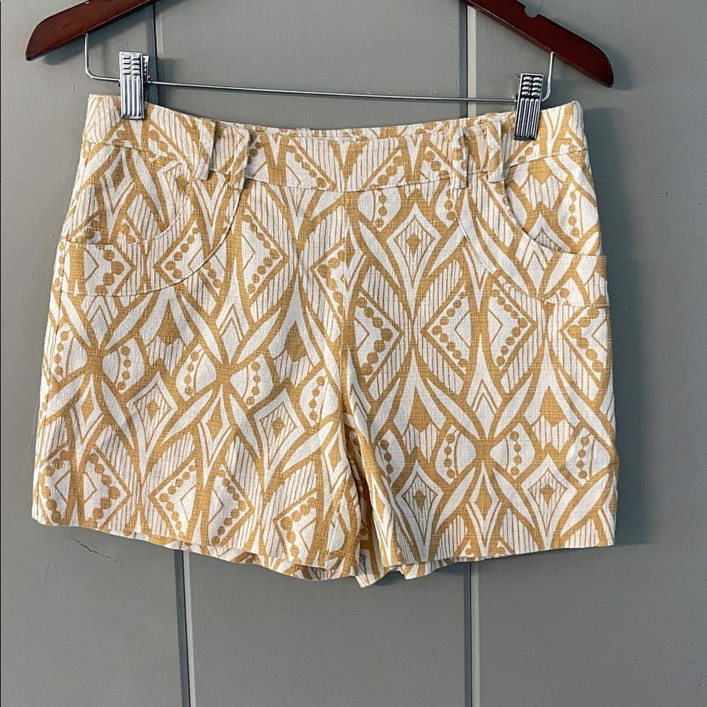Elevenses Anthropologie Short Chino Tan Preppy Coastal Quiet Luxury Utility Chic